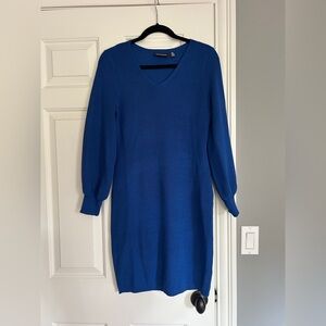 Nina Leonard Royal Blue Balloon Sleeve Sweater Dress